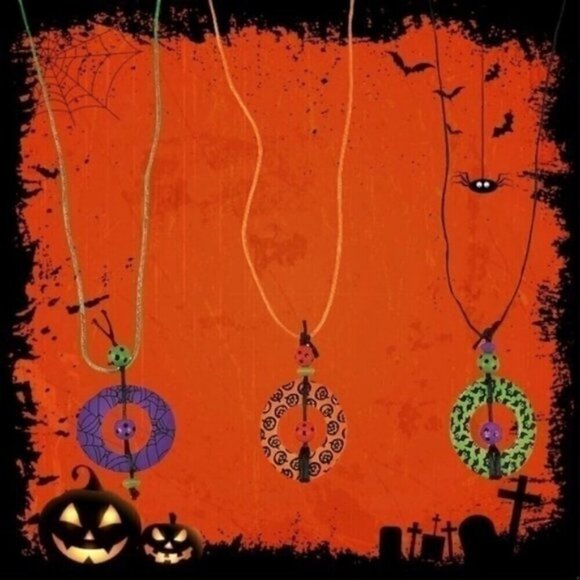 Circle Halloween Necklace Craft Kits (11 Pack) - Picture 1 of 3